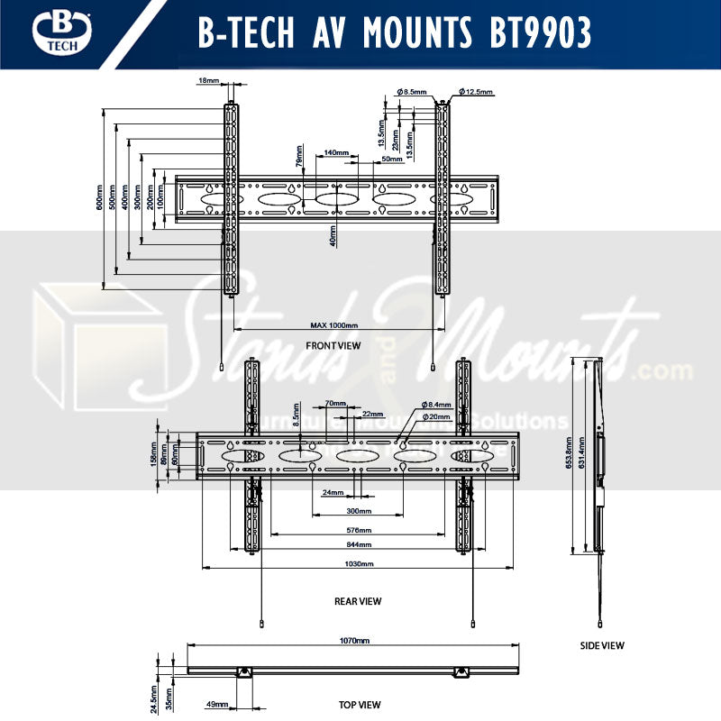 מתקן תליה צמוד קיר לטלוויזיה B-Tech BT9903