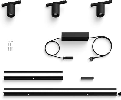 פס צבירה Philips Hue W&C Perifo rail system set for the Wall straight with 3 Spots Black
