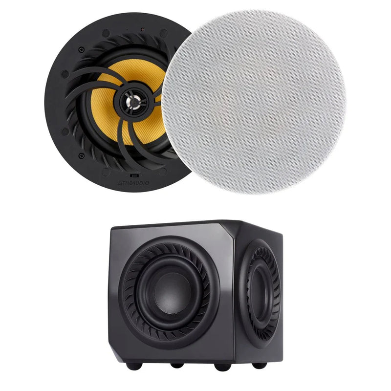 סט זוג רמקולים מוגבר שקוע אלחוטי Lithe Audio WIFI (6610) +  סאב אלחוטי דגם (1675)