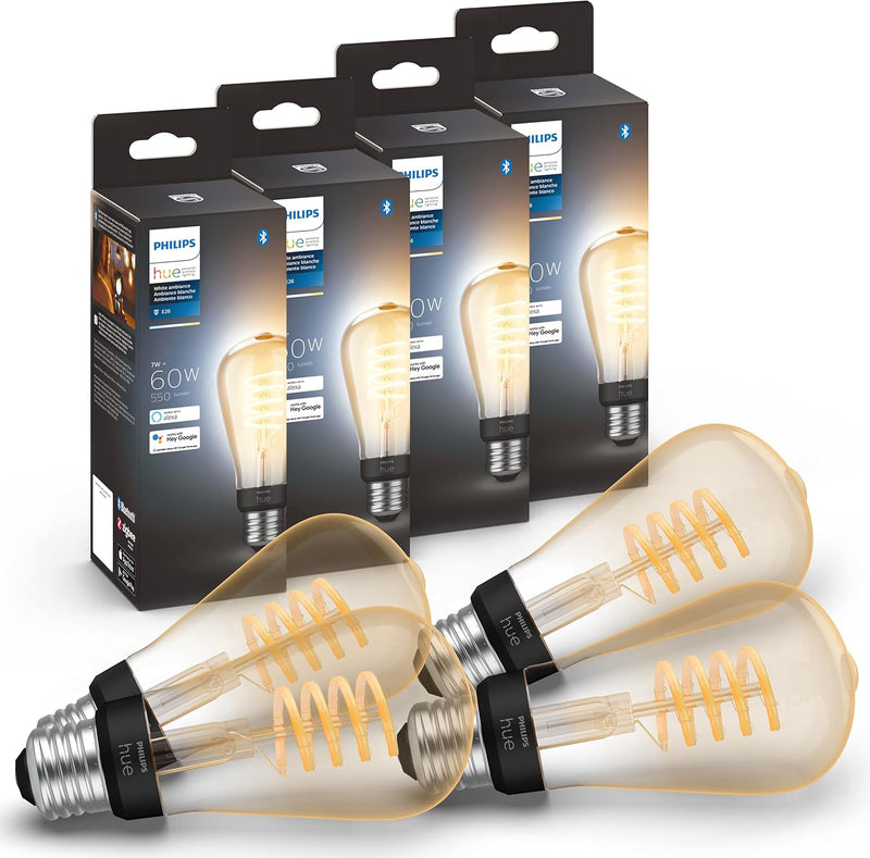סט נורות Philips Philips Hue 7W ST72 E27 White Filament 4 pack