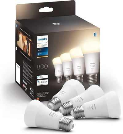 סט נורות Philips Hue E27 A60 9W Dimable White x4 pack