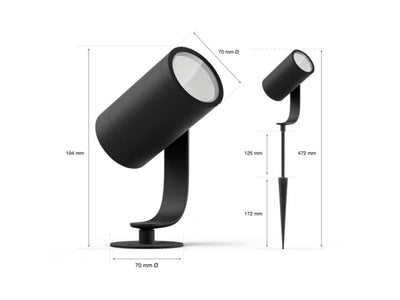 תאורת חוץ Philips Hue Lily Outdoor Spot 8W W & Color Ambiance
