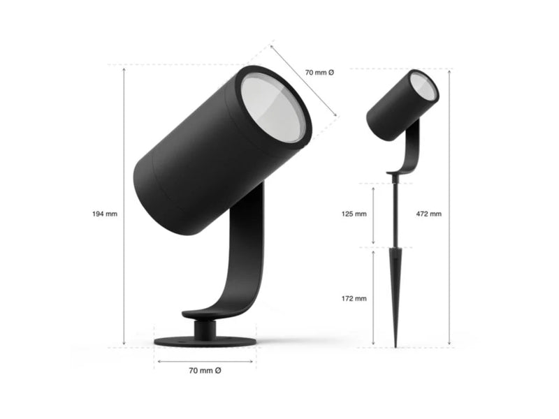 תאורת חוץ Philips Hue Lily Outdoor Spot 8W W & Color Ambiance