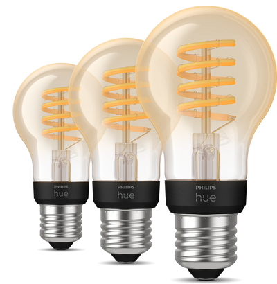 סט נורות Philips Hue E27 White Ambiance Filament A60 7W 3pack