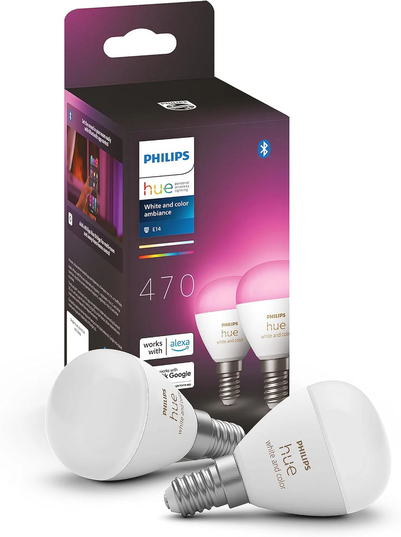 סט נורות Philips Hue White and Color Ambiance Lustre – E14 smart bulb 2p