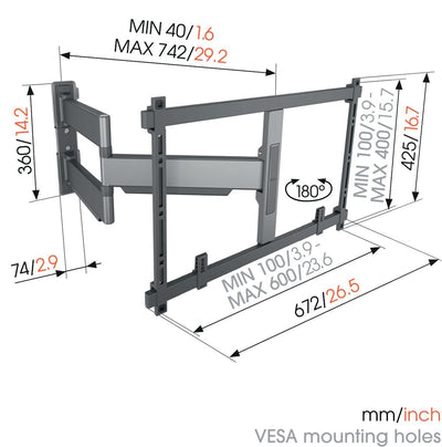 מתקן תליה קירי לטלוויזיה עד "100 Vogels Elite TVM 5845