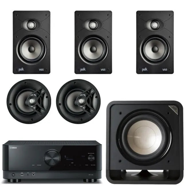 קולנוע ביתי Yamaha RX-V4A + Polk Audio V-65 / V-60 + Polk Audio Sub HTS-10